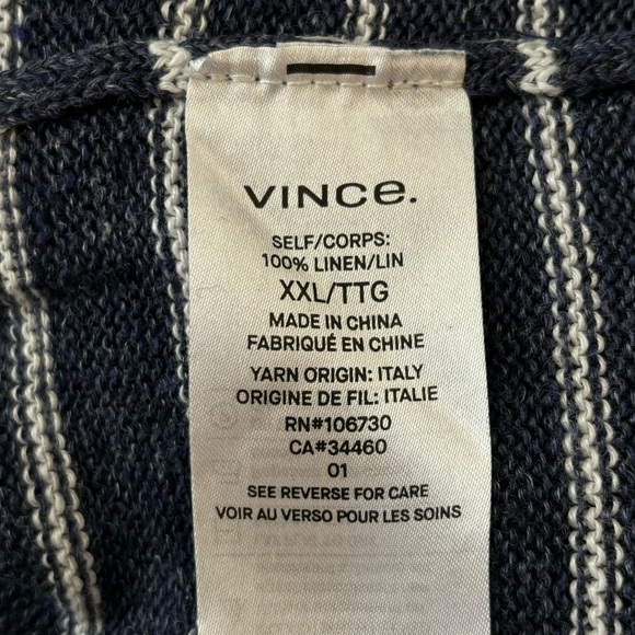 Vince 100% Linen Nautical Striped Long Sleeve Sweater Size Men’s XXL - Picture 7 of 11